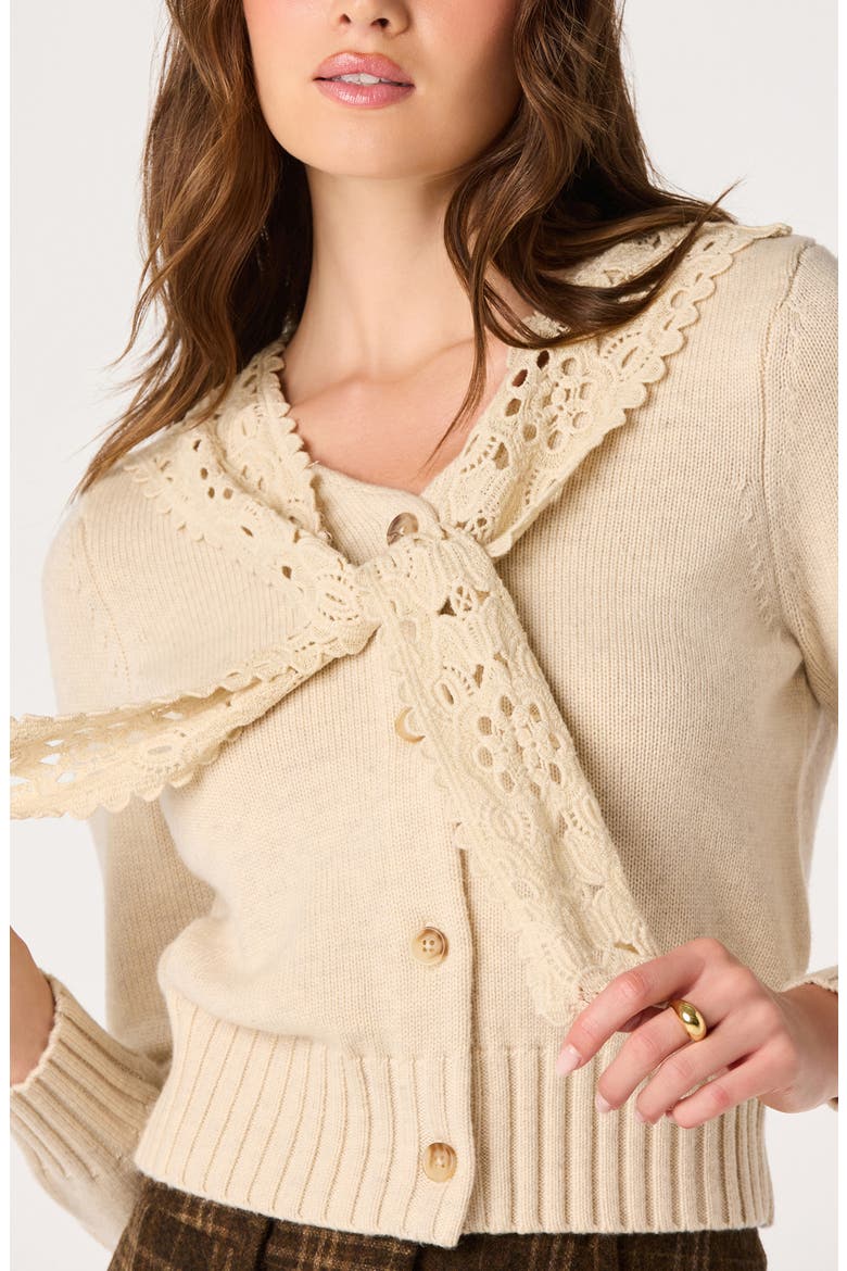 Rosabell Lace Collar Cardigan, Alternate, color, NATURAL