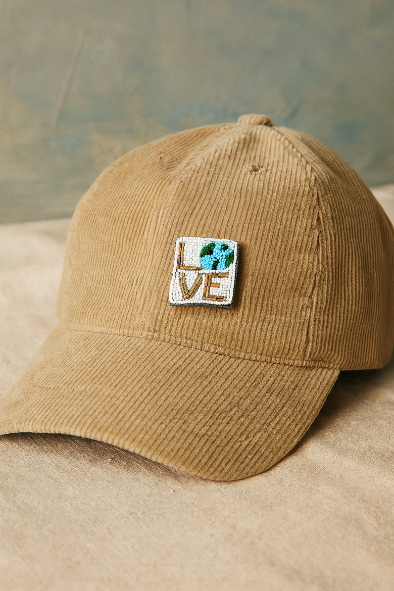 Bala Mani Beaded Love Mother Earth Brooch Pin - Handmade, Alternate, color, White