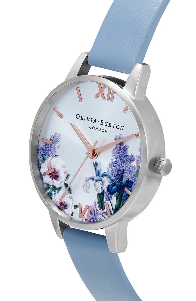 Olivia Burton Secret Garden Leather Strap Watch, 30mm, Alternate, color,