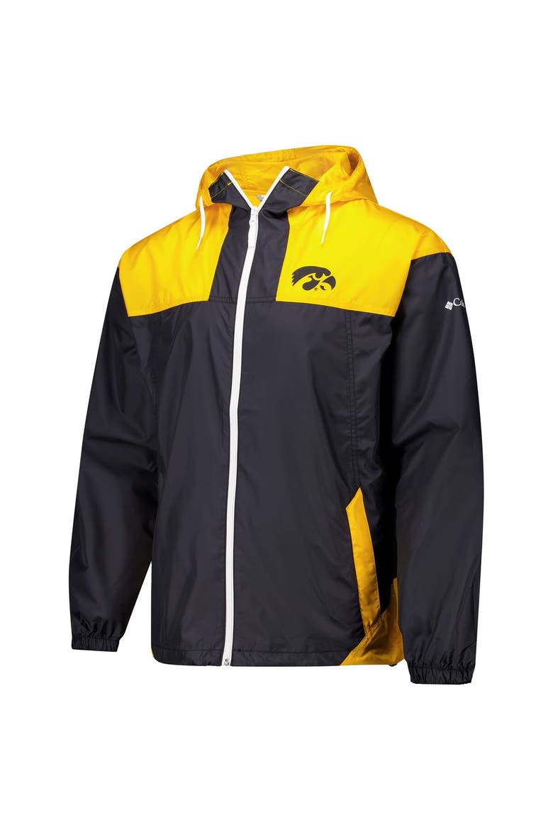 Men's Columbia Black Iowa Hawkeyes Flash Challenger II Omni-Shade Full-Zip Windbreaker Jacket, Alternate, color, Black