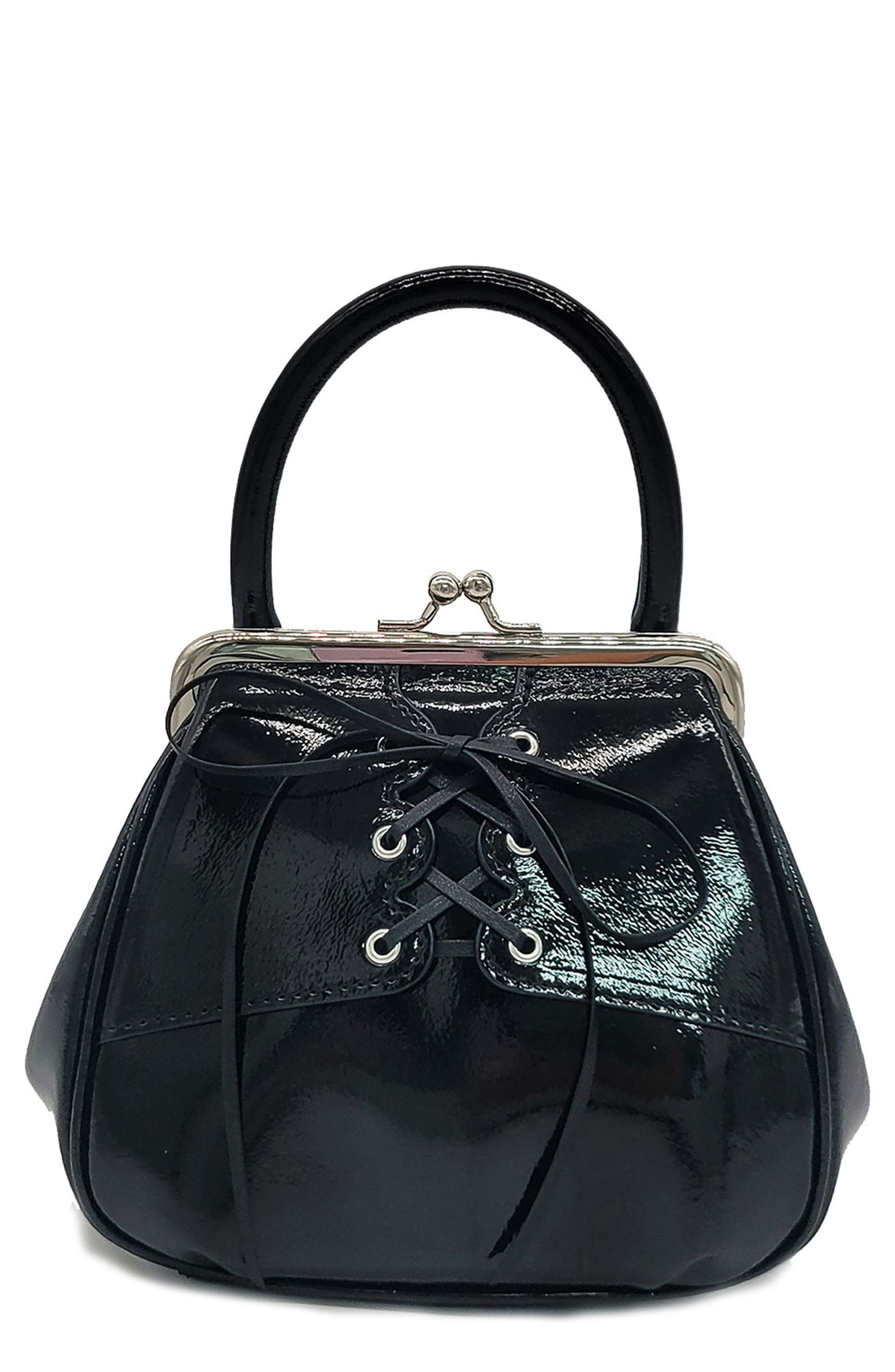 Oryany Mini Lace Up Leather Tote in Black 