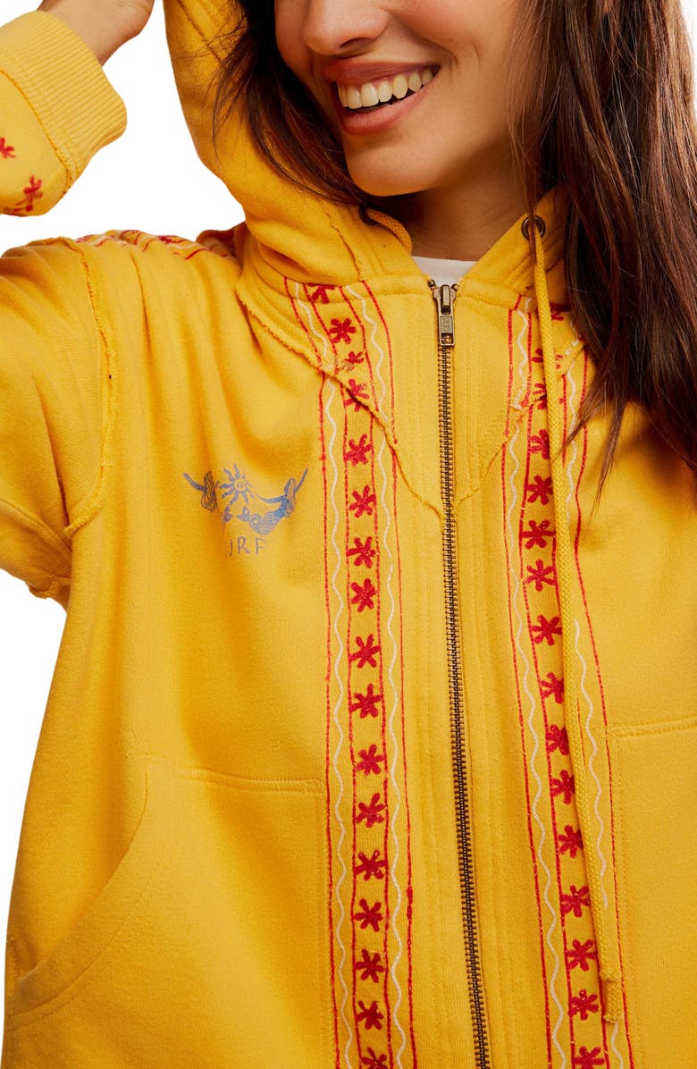 Free People Mermaid Embroidery Detail Graphic Zip-Up Hoodie, Alternate, color, 