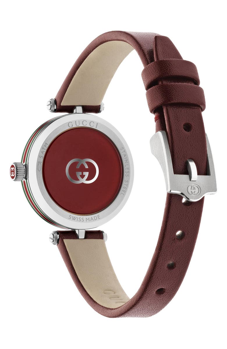 Gucci Model 2000 Leather Strap Watch, 24mm, Alternate, color, Red