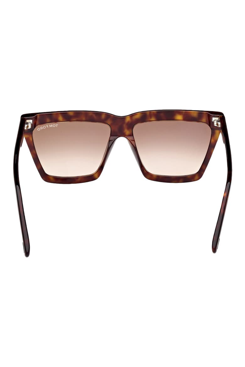 Eden 56mm Gradient Geometric Sunglasses, Alternate, color, DARK HAVANA / GRADIENT BROWN