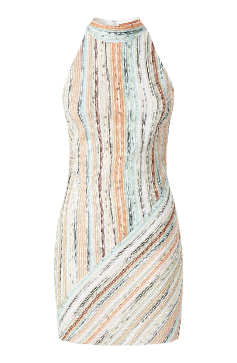 Missoni Sleeveless Mini-dress In Striped Lamé Slub Viscose, Alternate, color, Multicoloured
