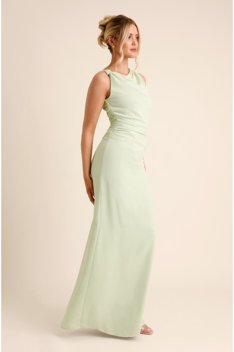 Twist Asym Chiffon Bridesmaid Dress, Alternate, color, Mint Green