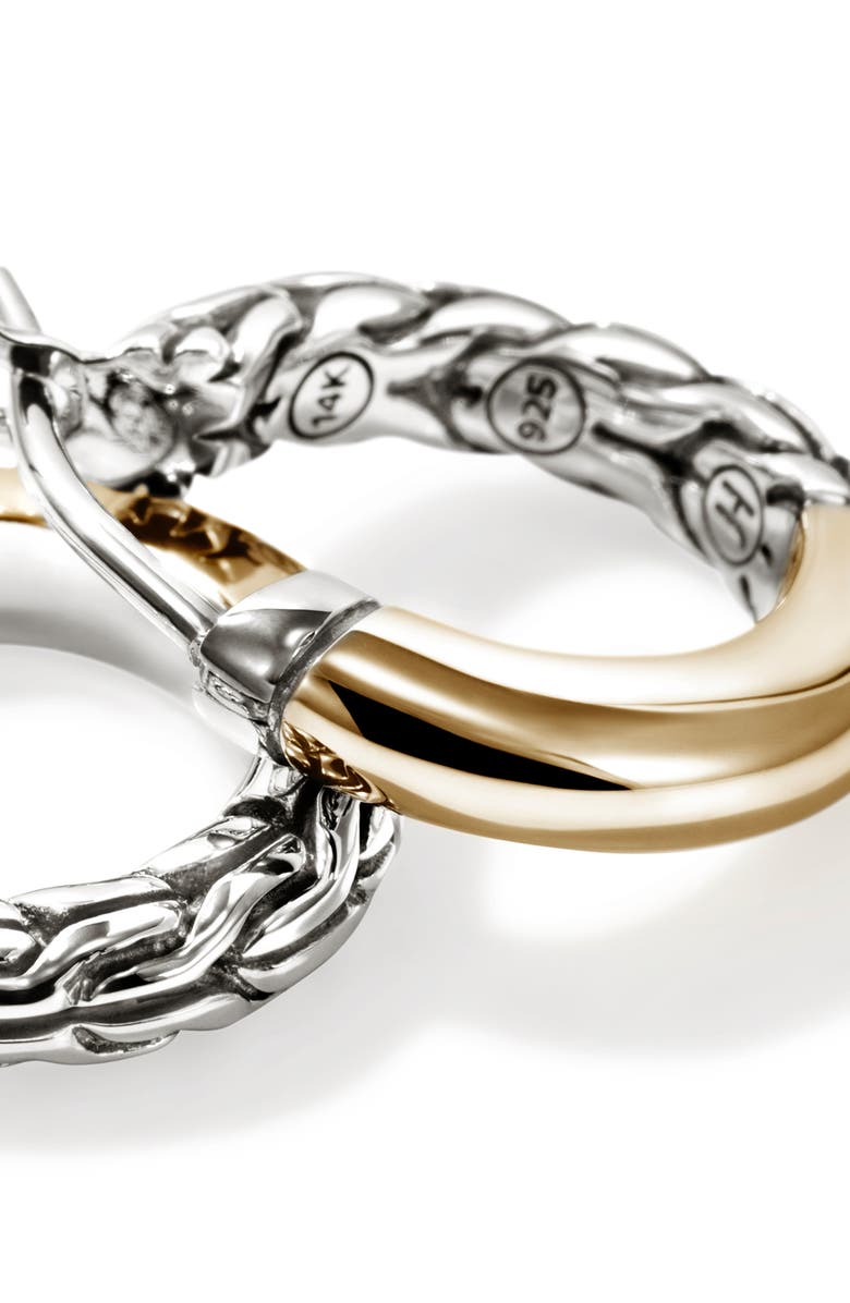 John Hardy JH Essentail Crossover Hoop Earrings, Alternate, color, Silver And Gold