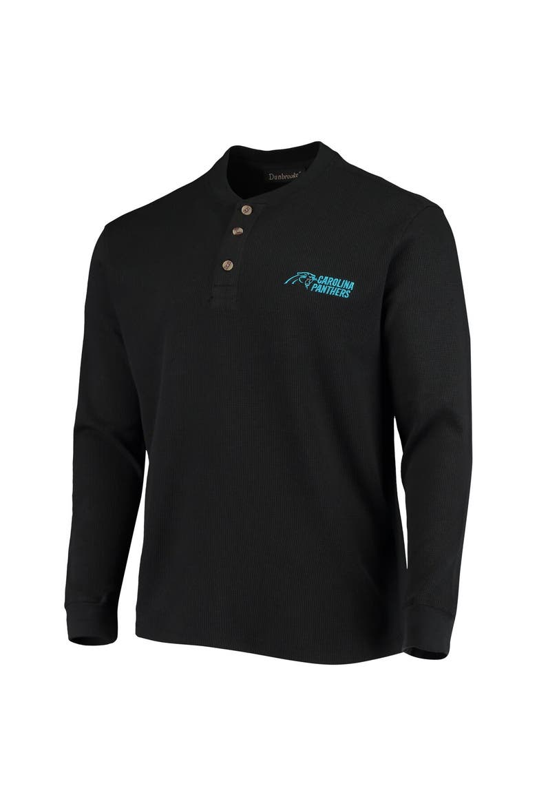 Men's Dunbrooke Black Carolina Panthers Logo Maverick Thermal Henley Long Sleeve T-Shirt, Alternate, color, Black