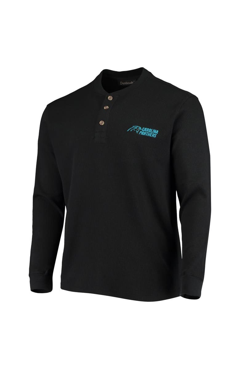 DUNBROOKE Men's Dunbrooke Black Carolina Panthers Logo Maverick Thermal Henley Long Sleeve T-Shirt, Alternate, color, Black