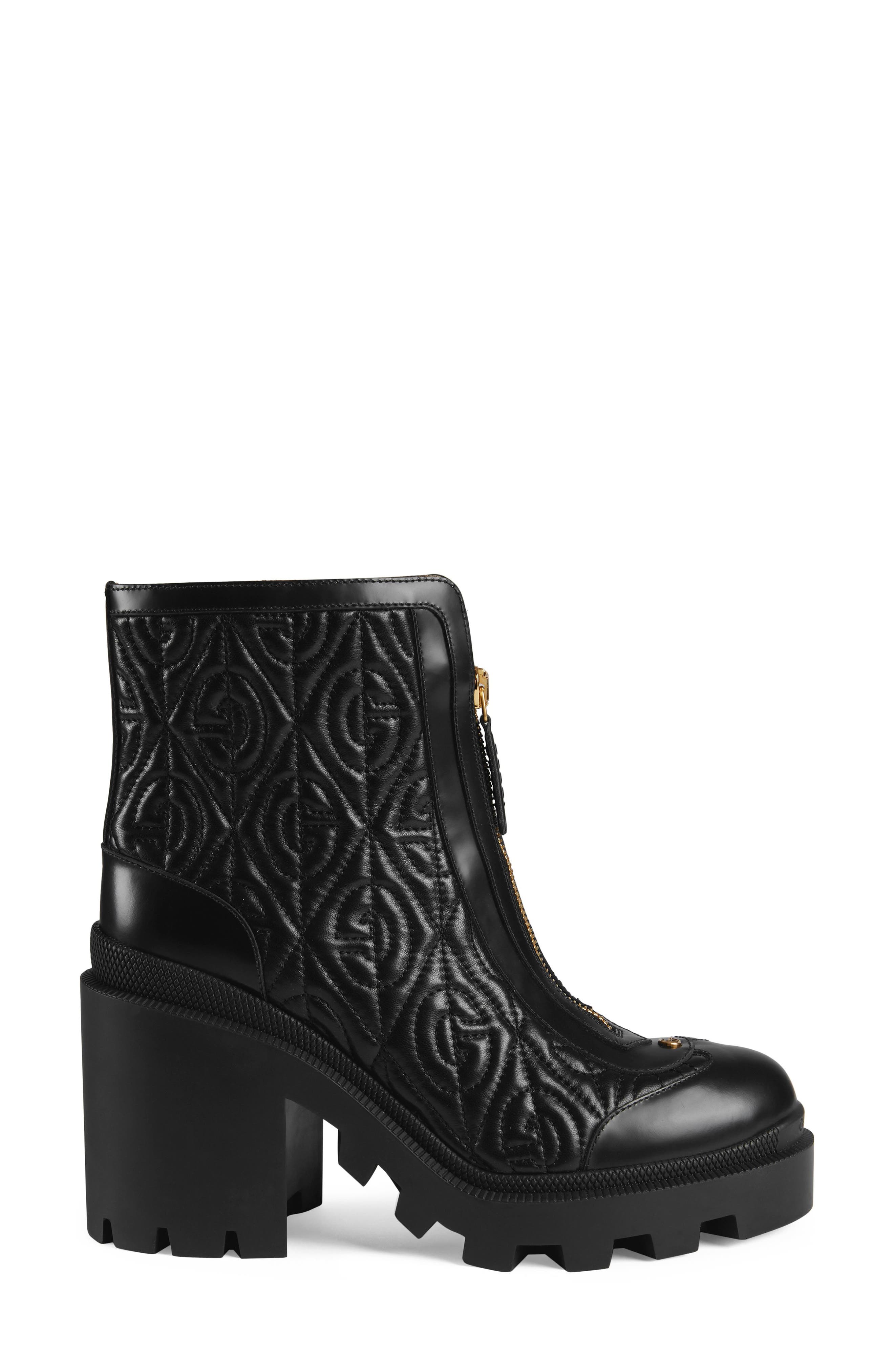 Gucci Trip G Rhombus Quilted Combat Boot, Alternate, color, 