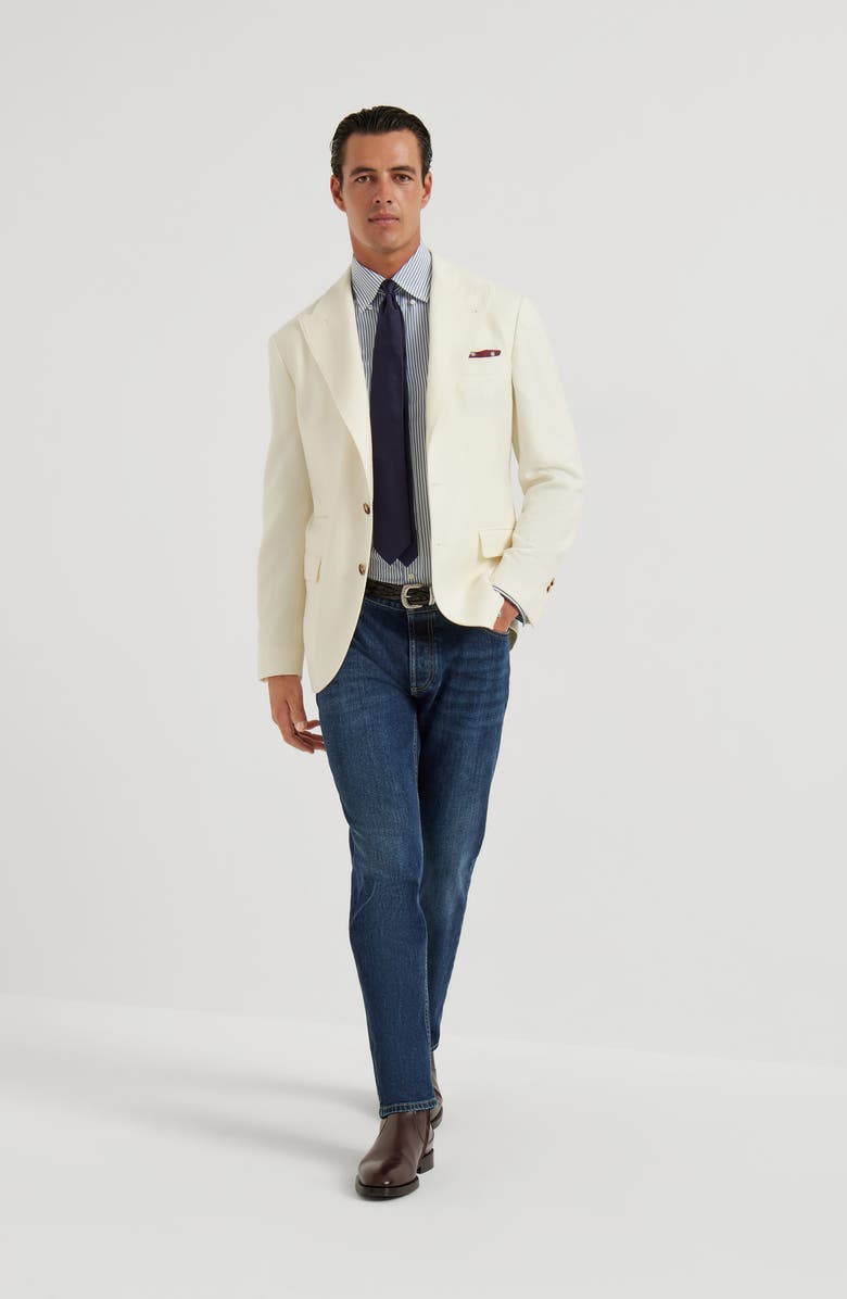 Brunello Cucinelli Traditional fit five-pocket trousers, Alternate, color, Dark Denim