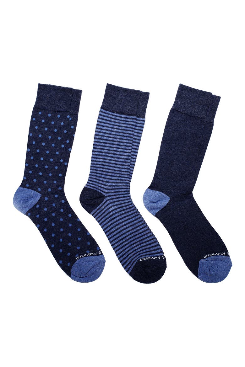 Assorted 3-Pack of Crew Socks, Main, color, BLUE MULTI