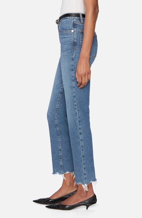 Frame The Ruler Frayed High Waist Ankle Straight Leg Jeans In Blue