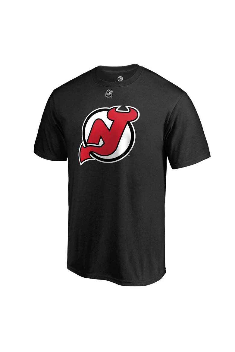 Men's Fanatics Branded Jack Hughes Black New Jersey Devils Authentic Stack Name & Number T-Shirt, Alternate, color, BLACK
