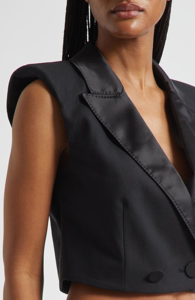 L'AGENCE Hollis Double Breasted Crop Vest, Alternate, color, Black