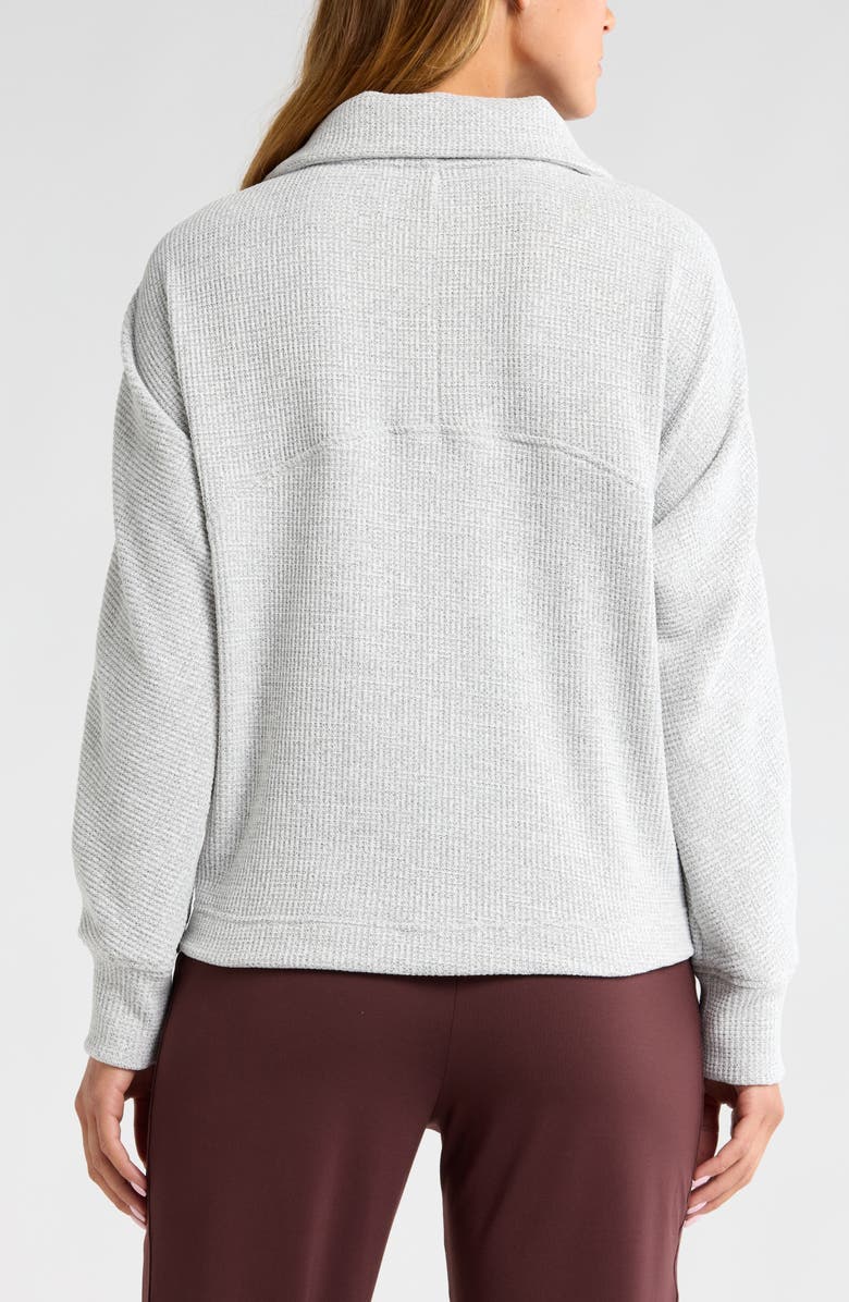 Zella Half Zip Waffle Stitch Sweatshirt, Alternate, color, Grey Marl
