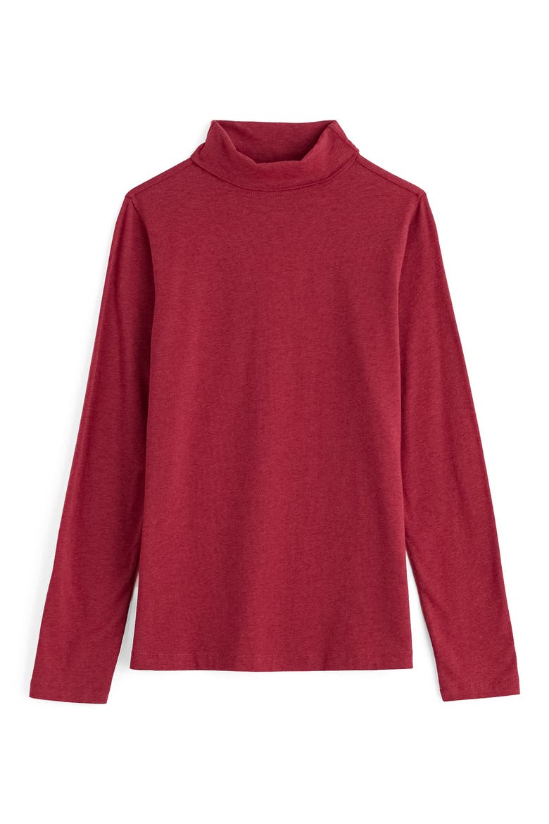 Landing Turtleneck Stretch Organic Cotton Top, Alternate, color, DAHLIA