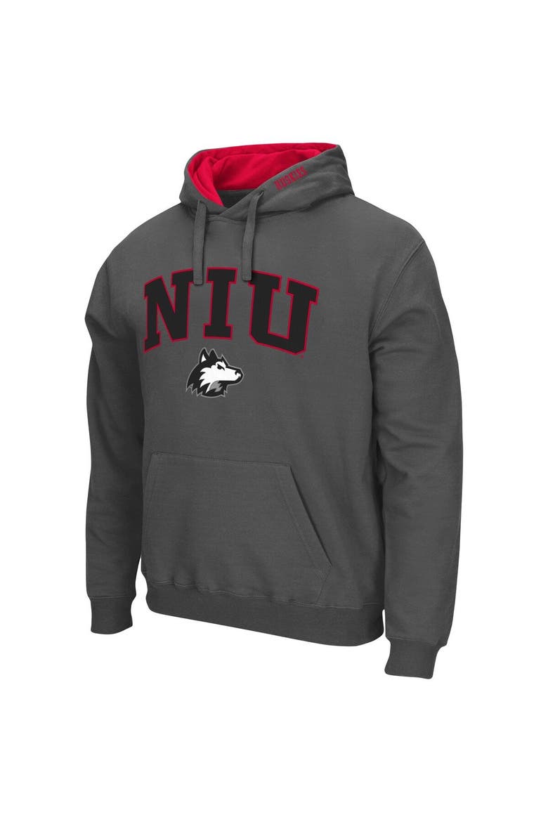 Men's Colosseum Charcoal Northern Illinois Huskies Arch and Logo Pullover Hoodie, Alternate, color, Charcoal