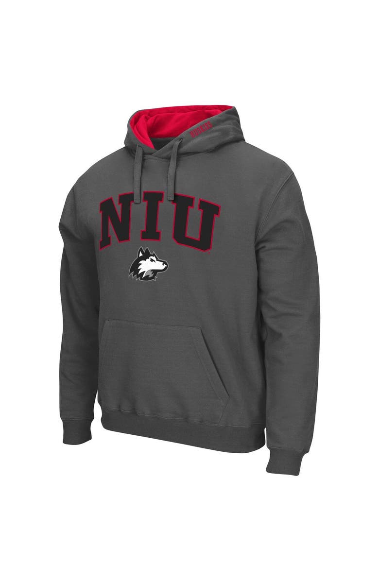 COLOSSEUM Men's Colosseum Charcoal Northern Illinois Huskies Arch and Logo Pullover Hoodie, Alternate, color, Charcoal