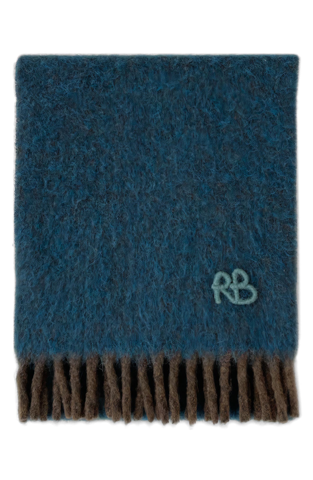 Ruslan Baginskiy Monogram Embroidered Wool Blend Scarf