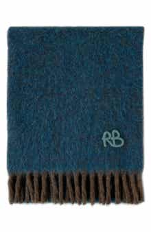 Ruslan Baginskiy Monogram Embroidered Wool Blend Scarf