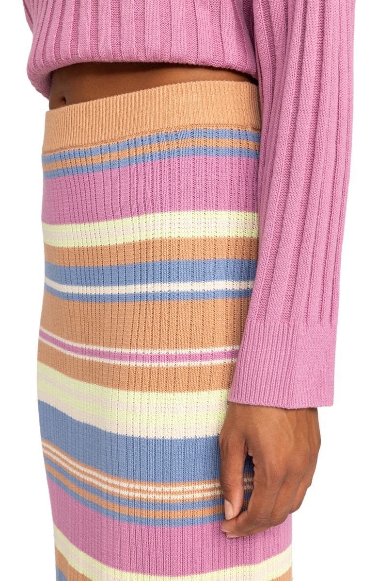 Roxy Playa Morning Stripe Sweater Skirt, Alternate, color, 