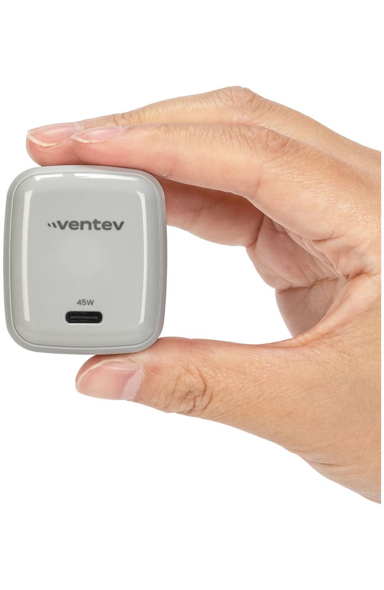 Ventev 45W ULTRAFAST USB-C Universal GaN Mini Wall Charger and 240W USB-C to USB-C Cable, Alternate, color, White