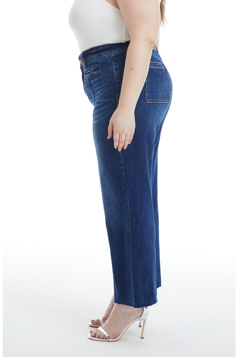 Seamed Raw Hem Ankle Wide Leg Jeans, Alternate, color, DARK BLUE