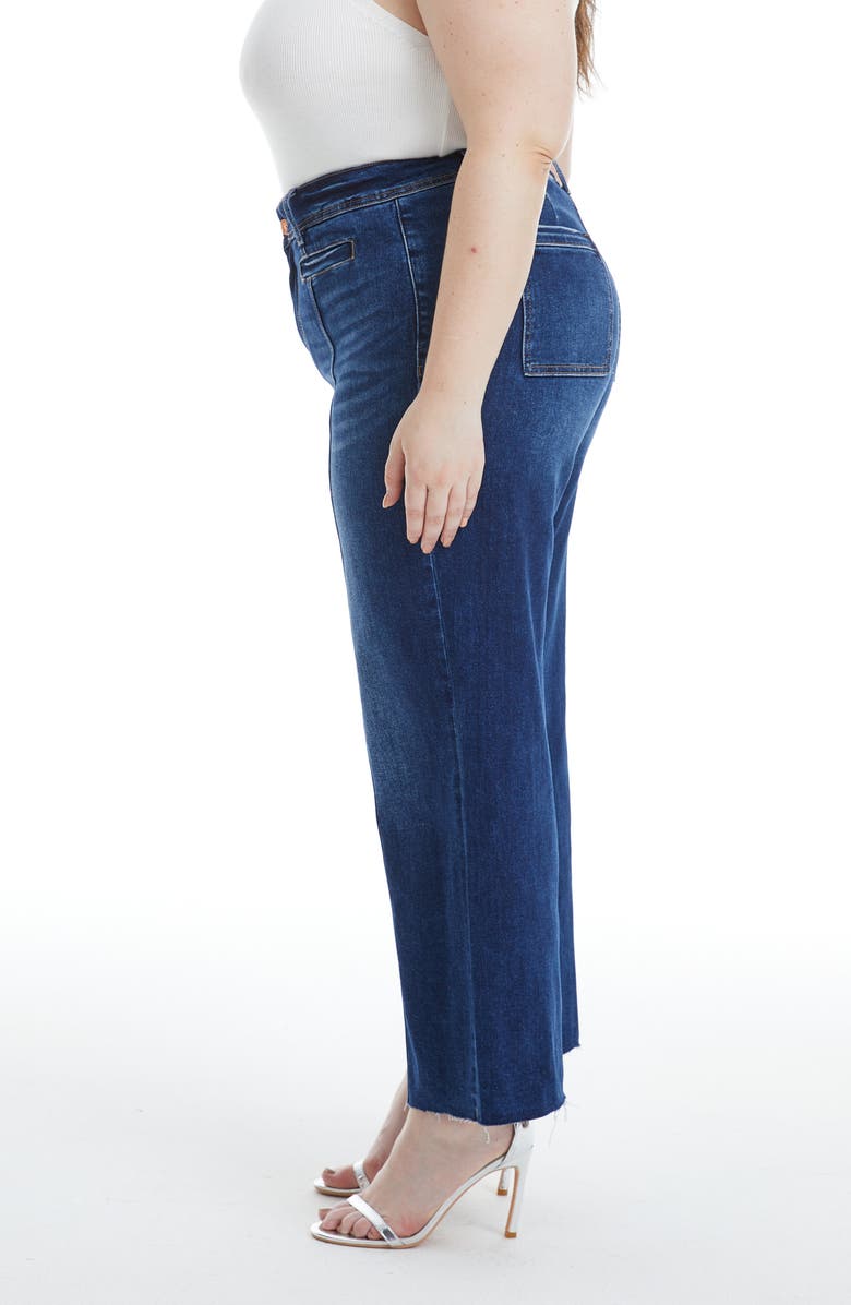 Bayeas Seamed Raw Hem Ankle Wide Leg Jeans, Alternate, color, Dark Blue