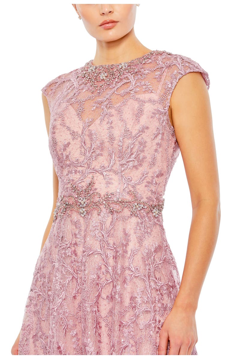 Mac Duggal Women’s Lace Embellished Cap Sleeve Formal Gown, Alternate, color, Rose