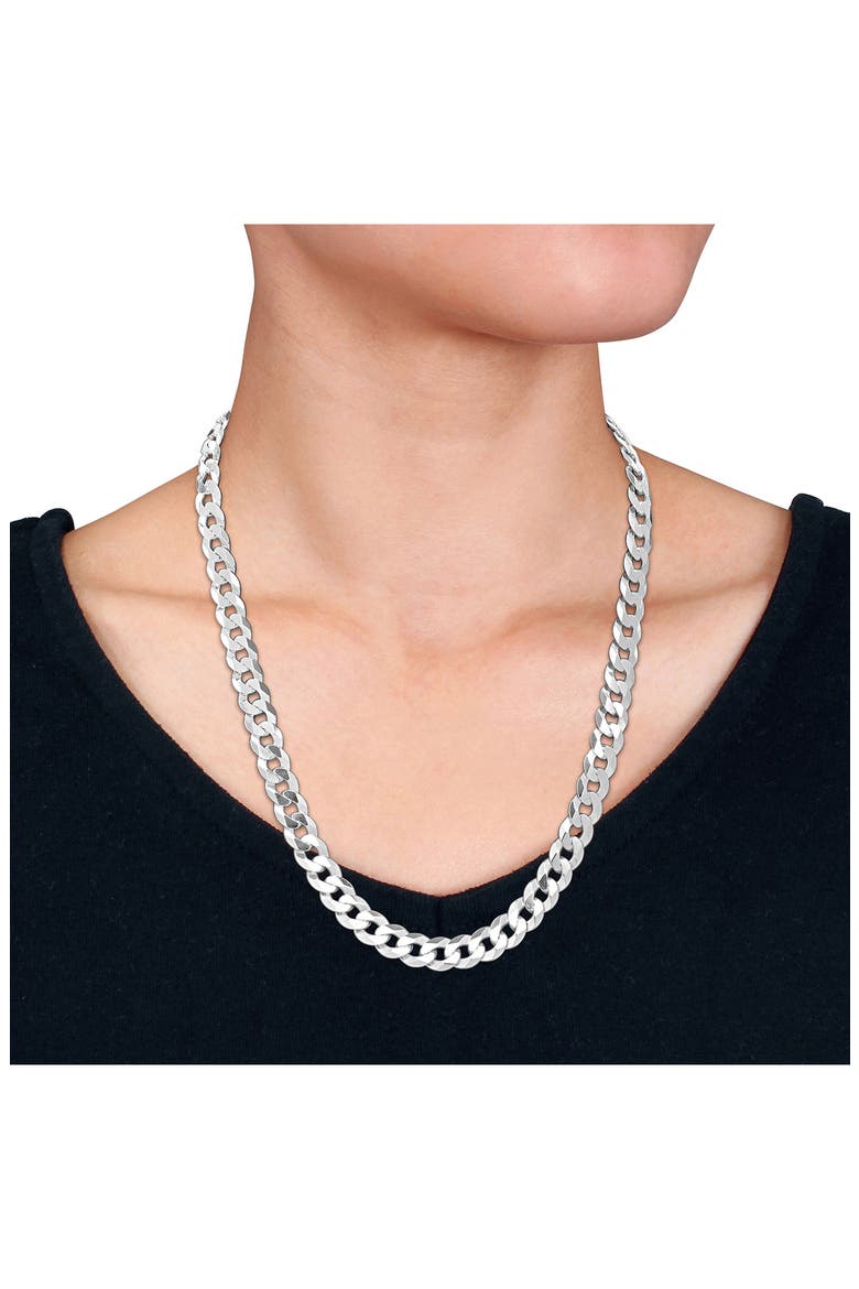 Sterling Silver Bevel Curb Chain Necklace, Alternate, color, SILVER