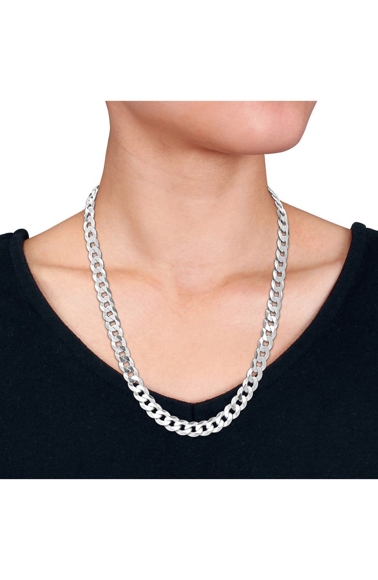 DELMAR Sterling Silver Bevel Curb Chain Necklace, Alternate, color, Silver