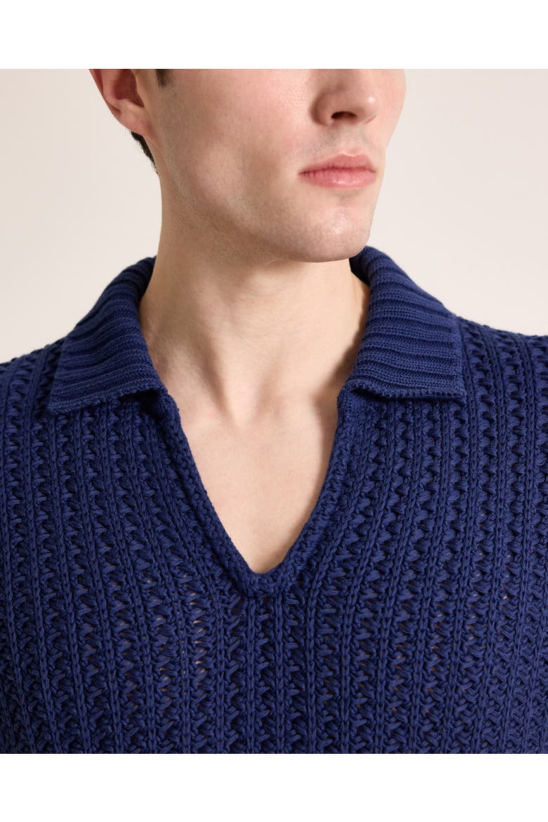 Swift Classic Fit Crochet Cotton Polo, Alternate, color, Shore Blue
