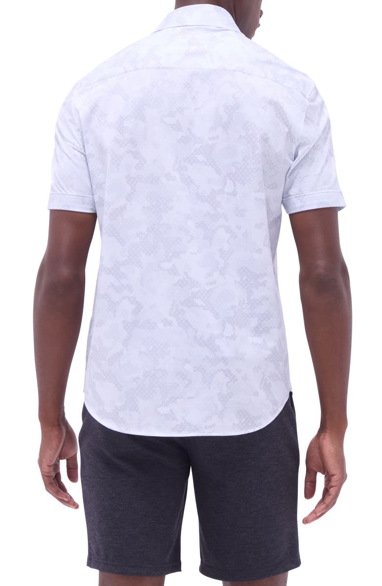 Bugatchi Miles OoohCotton<sup>®</sup> Abstract Print Short Sleeve Button-Up Shirt, Alternate, color, 