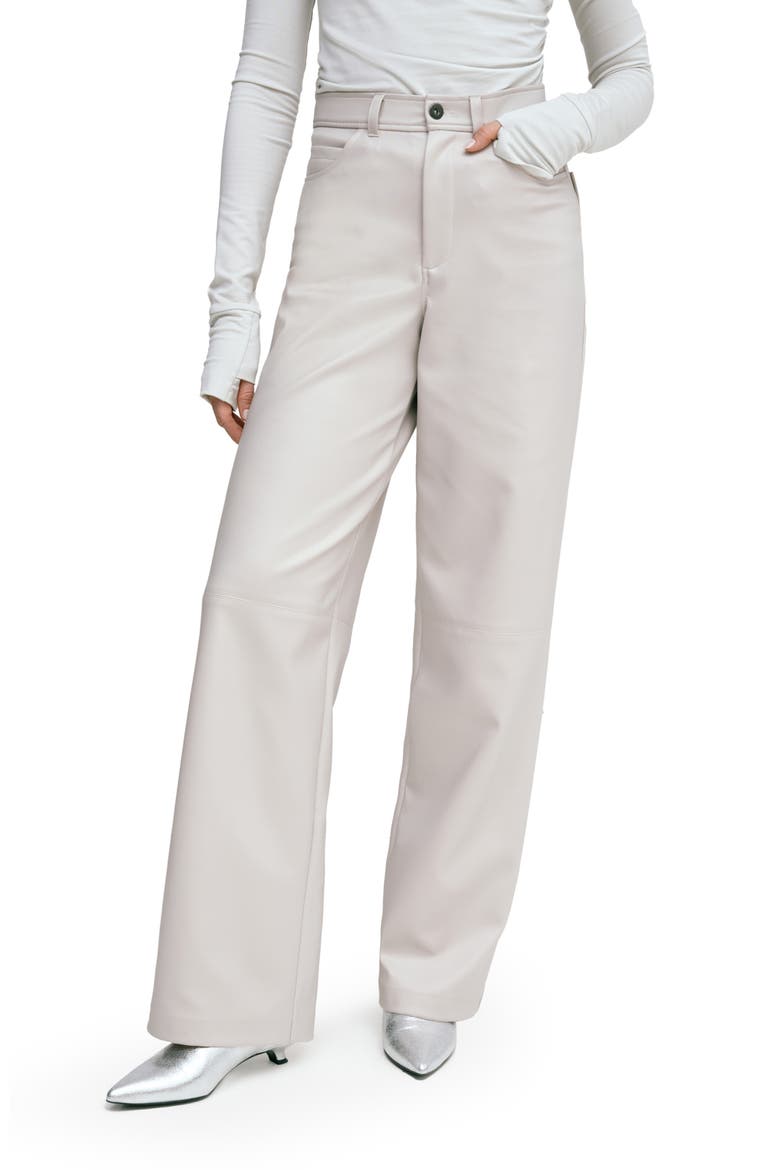 Julien High Waist Faux Leather Wide Leg Pants, Alternate, color, BONE