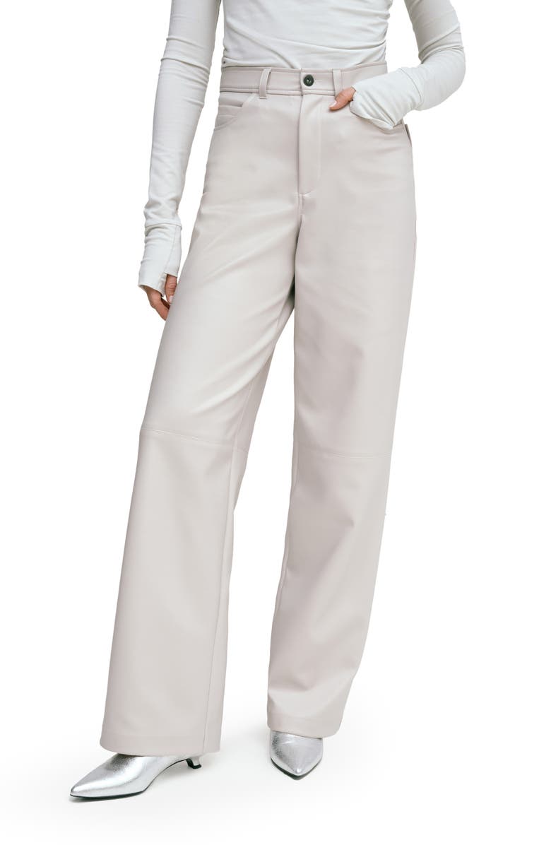 Marcella Julien High Waist Faux Leather Wide Leg Pants, Alternate, color, Bone
