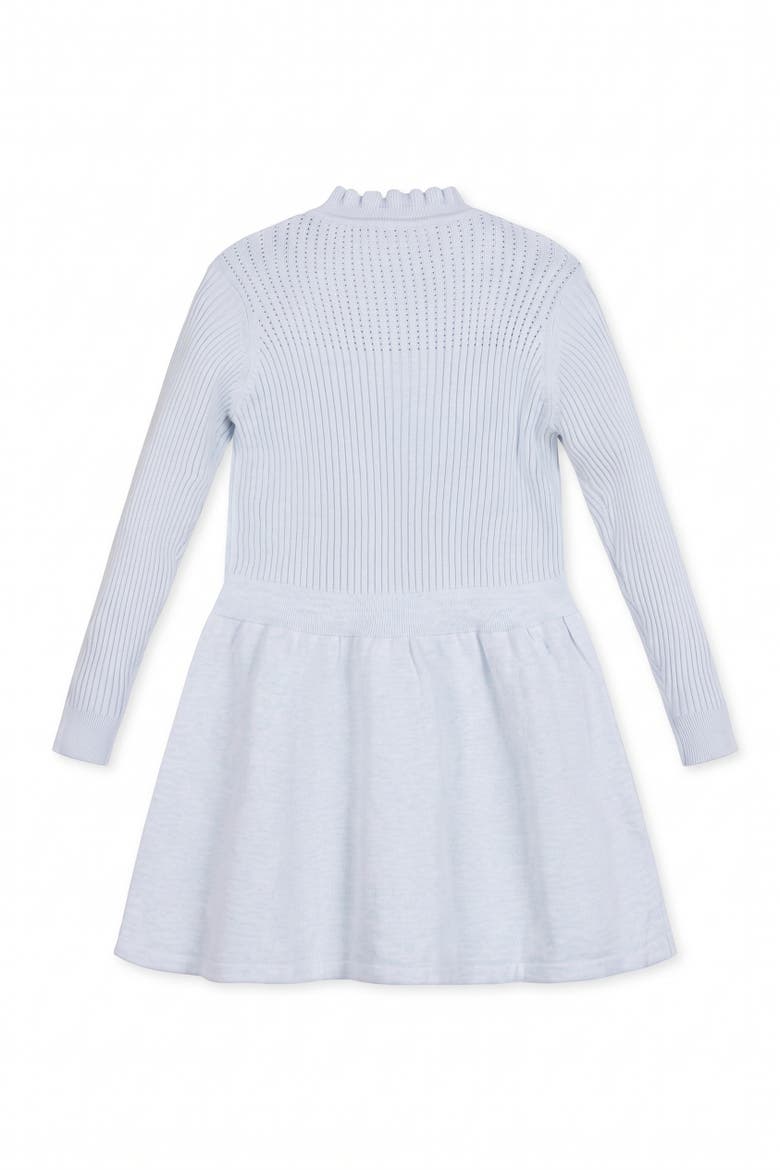 Kids' Organic Half Zip Ruffle Neck Sweater Dress, Alternate, color, Light Blue Heather
