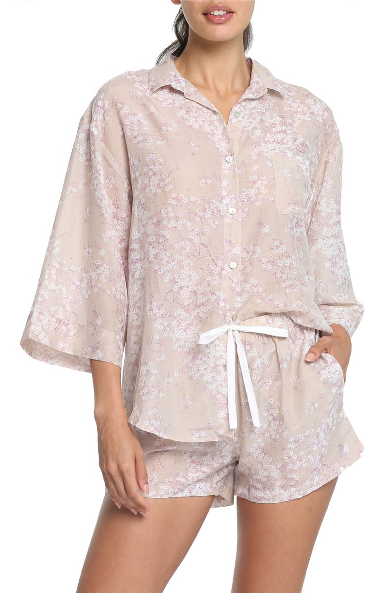Papinelle Cherry Blossom Cotton & Silk Short Pajamas, Main, color,