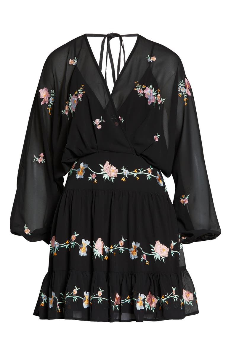 ASOS DESIGN '70s Tiered Embroidered Long Sleeve Minidress, Main, color,