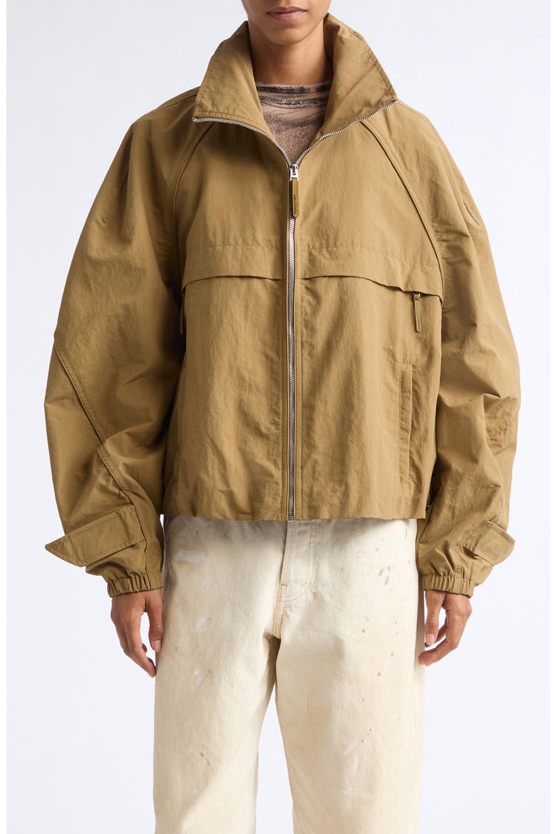 Odill Water Repellent Peached Nylon Jacket, Main, color, DARK KHAKI