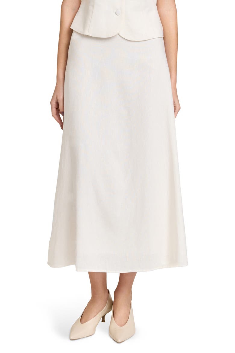 Blair Linen Blend Midi Skirt, Main, color, IVORY