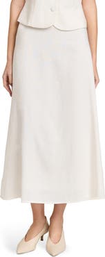 WAYF Blair Linen Blend Midi Skirt