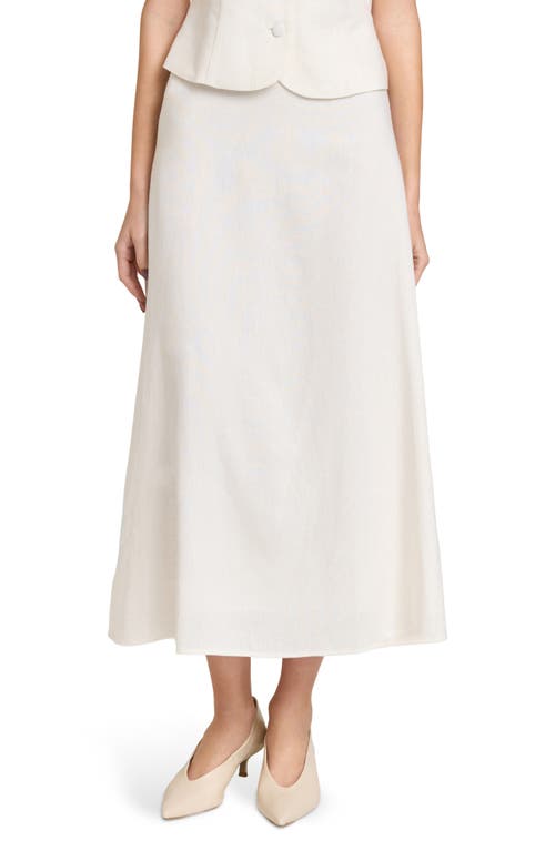 WAYF Blair Linen Blend Midi Skirt in Ivory at Nordstrom, Size X-Large