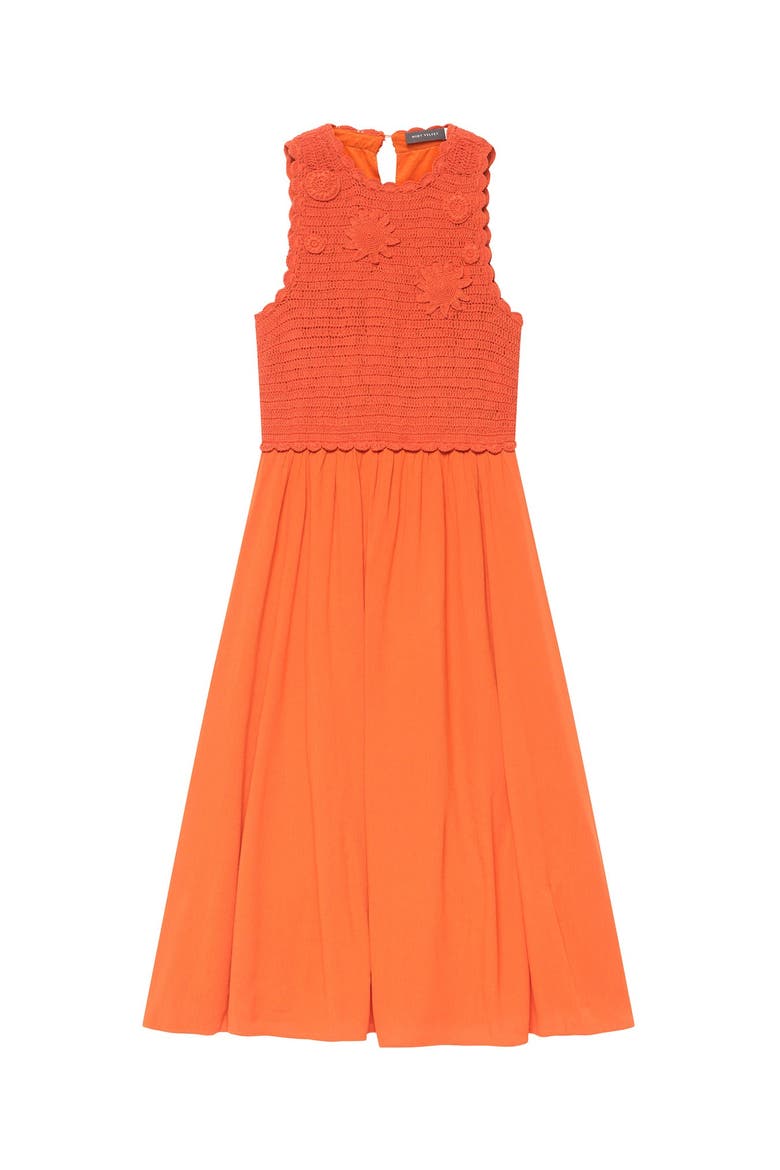 Crochet Bodice Midi Dress, Alternate, color, Orange