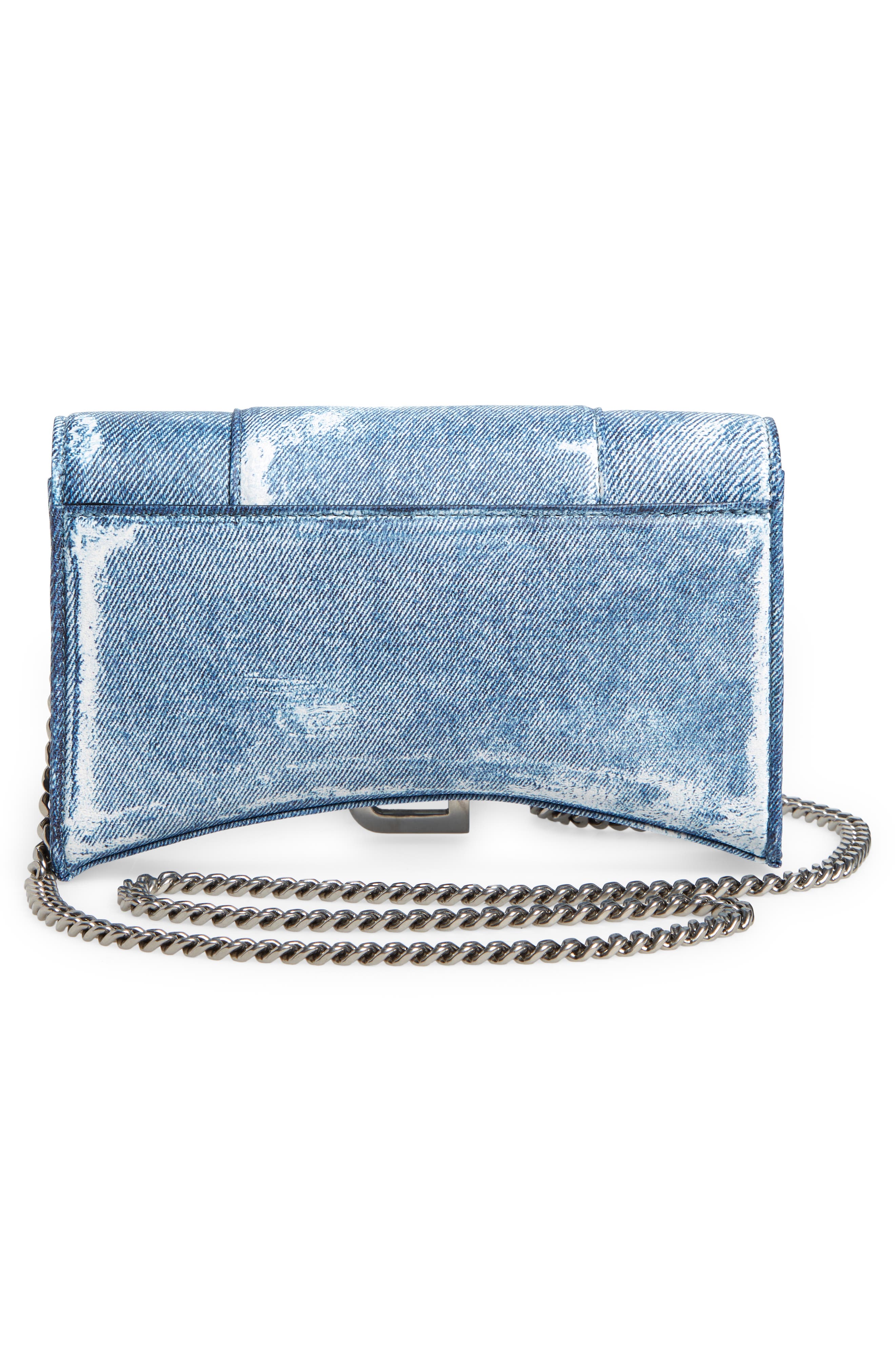 Hourglass Leather Wallet on a Chain, Alternate, color, DENIM BLUE