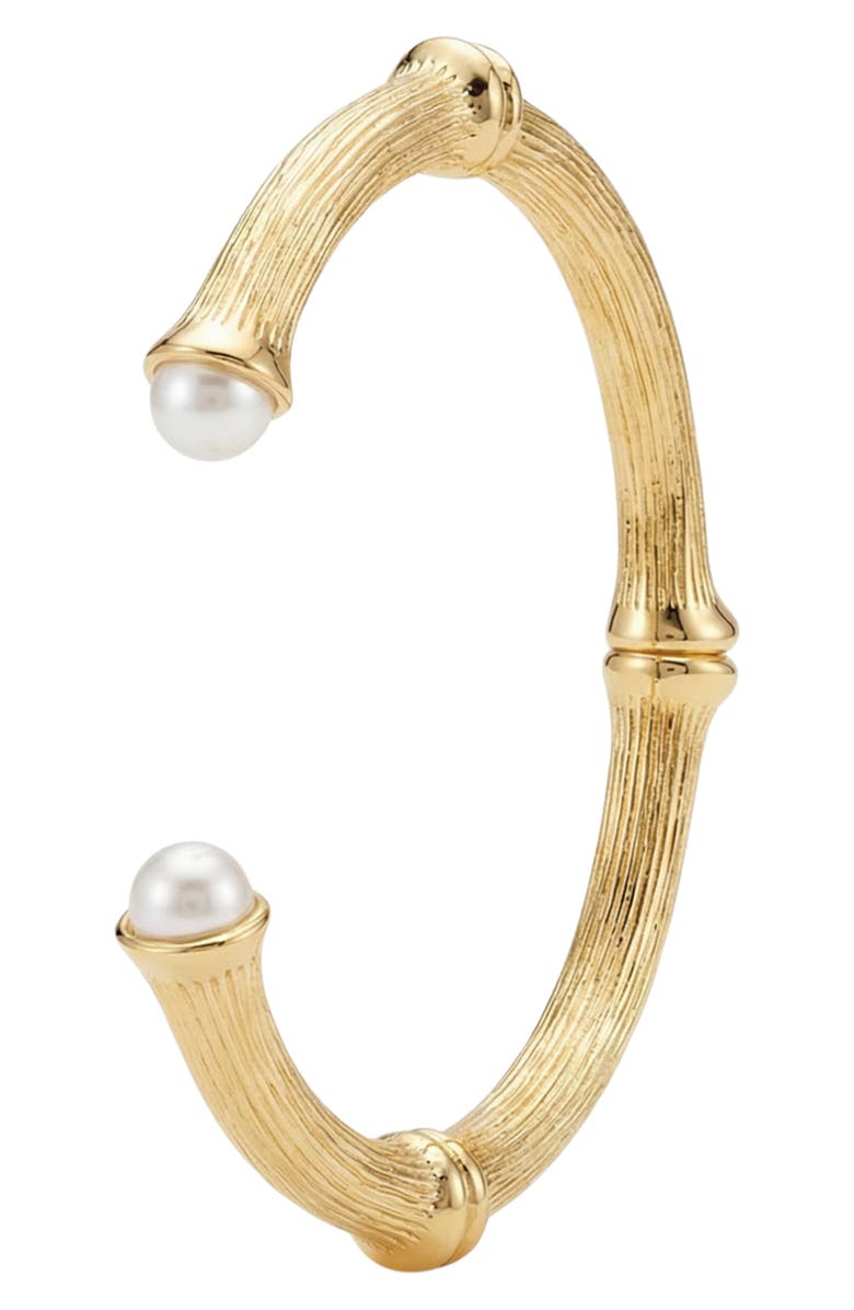ARGENTO VIVO Faux Pearl Bamboo Cuff Bracelet, Alternate, color, Gold