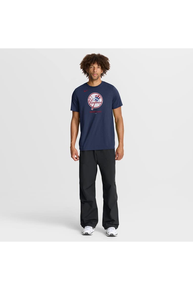 Men's Nike  Navy New York Yankees Tri-Blend Logo T-Shirt, Alternate, color, Navy