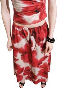 MANGO Floral Cotton Midi Skirt