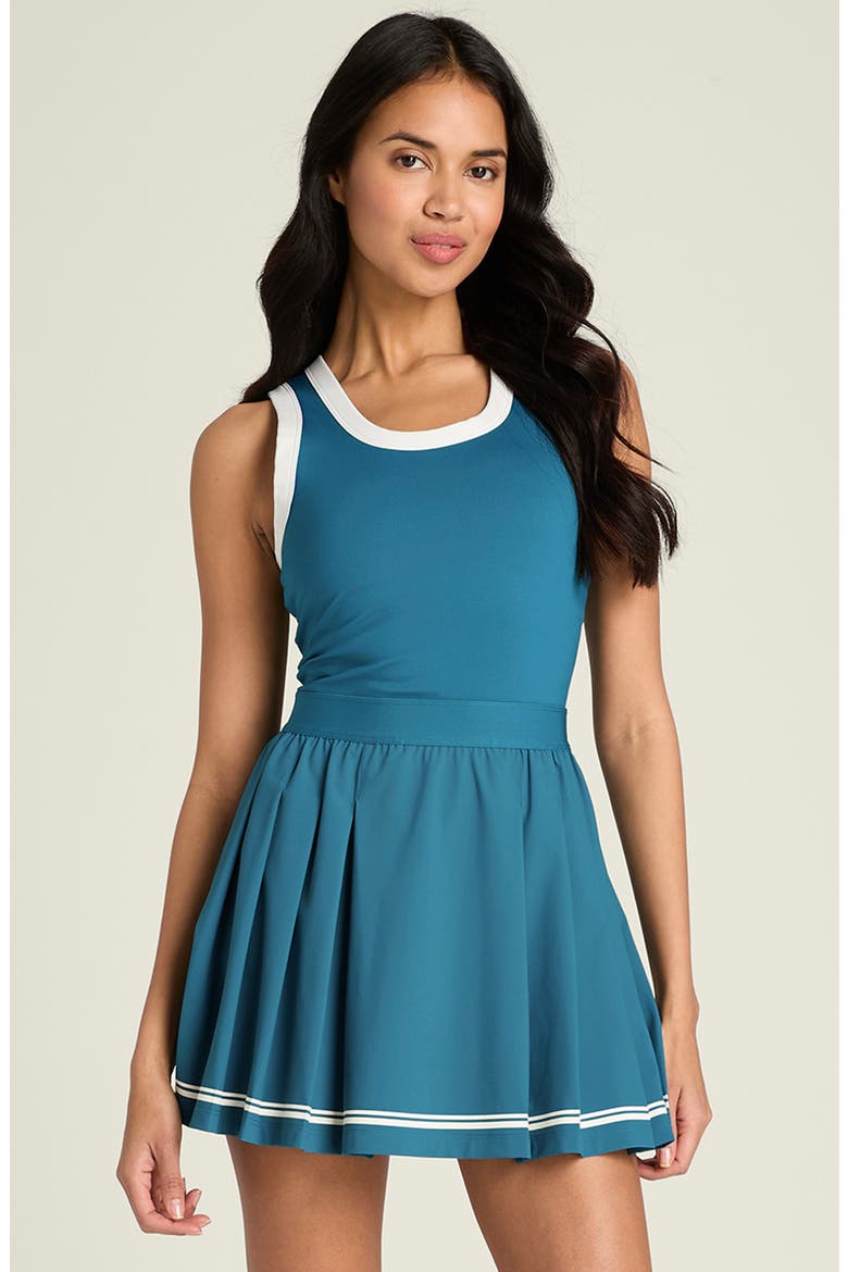 Contrast Scoop Neck Minidress, Alternate, color, LYONS BLUE