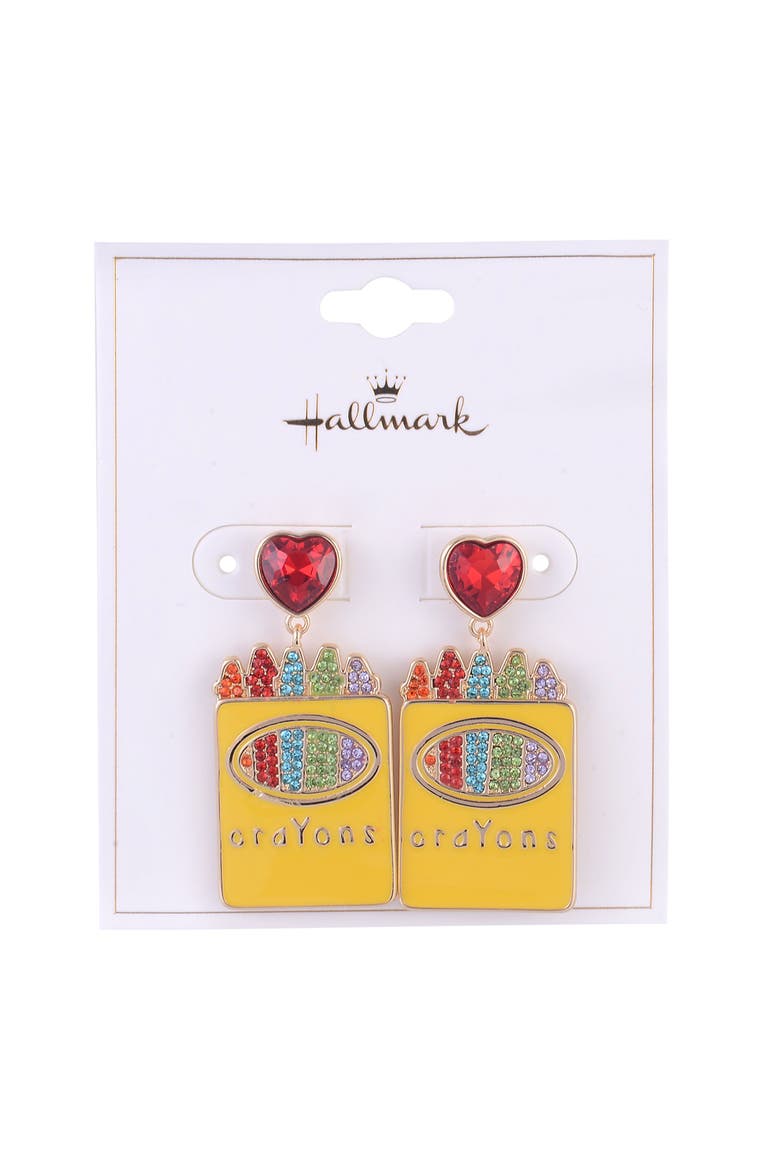 Enamel Crayon Earrings, Alternate, color, Yellow